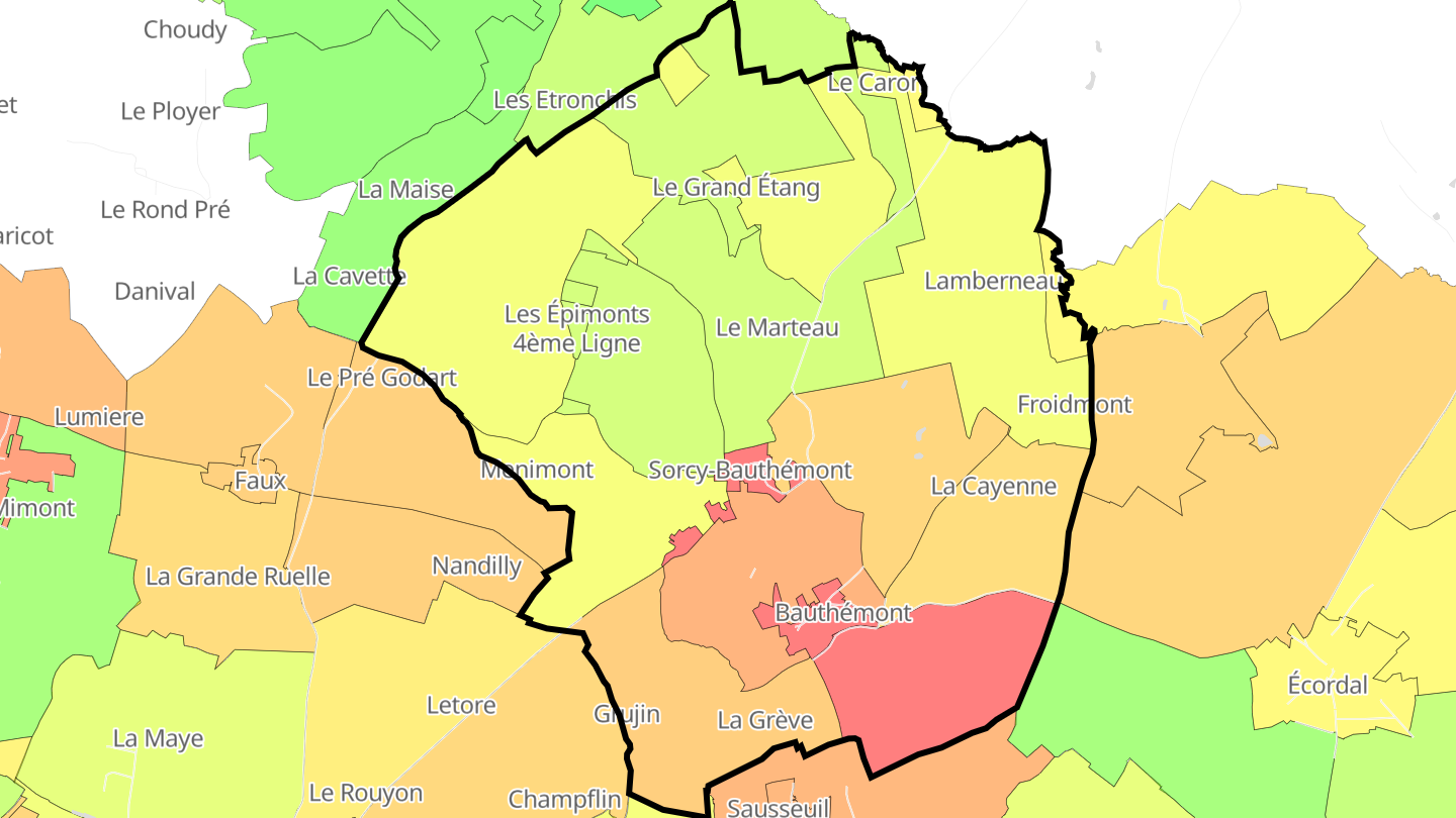 Carte des prix de l'immobilier Sorcy-Bauthémont