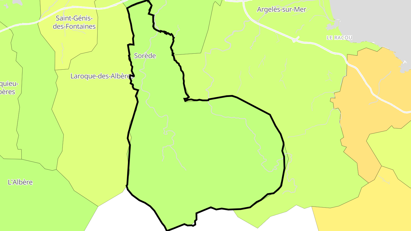 Carte des prix de l'immobilier Sorède