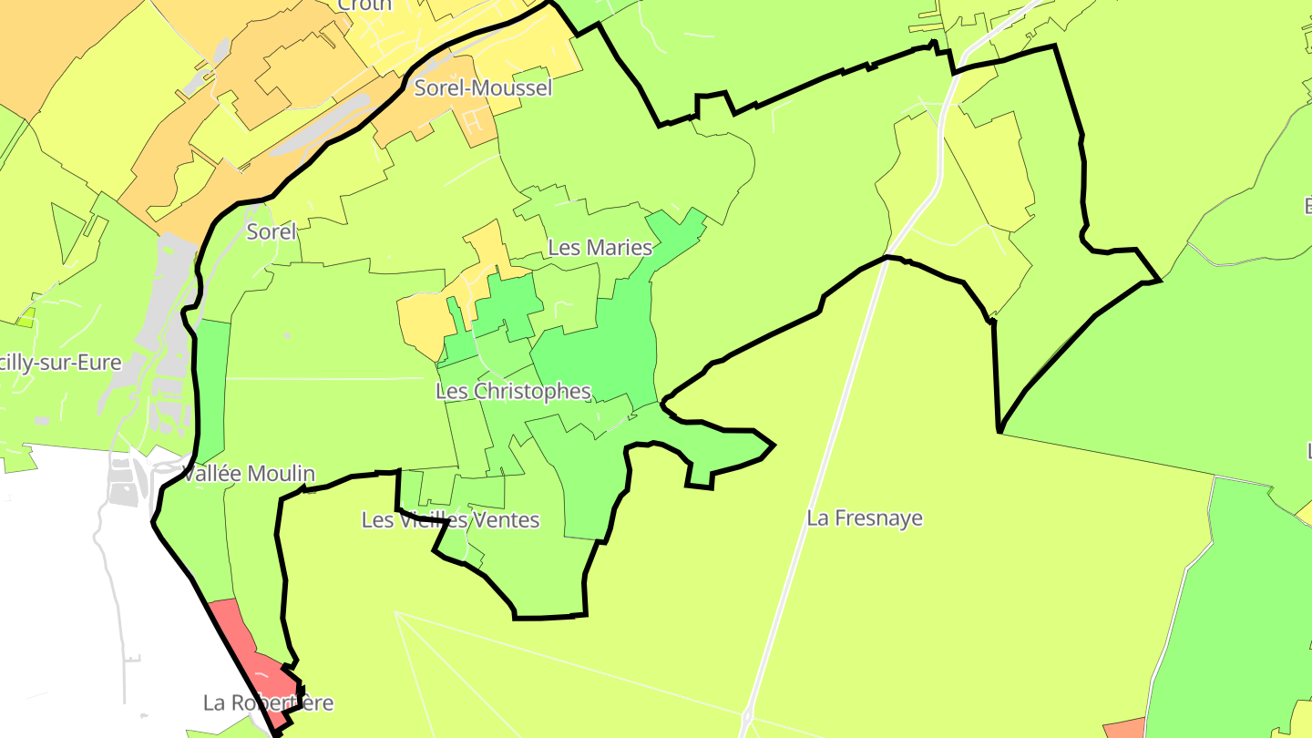 Carte des prix de l'immobilier Sorel-Moussel