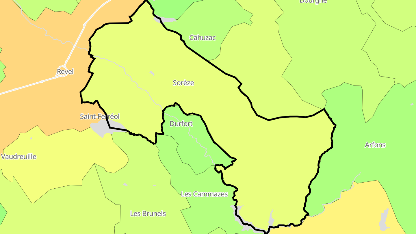 Carte des prix de l'immobilier Sorèze
