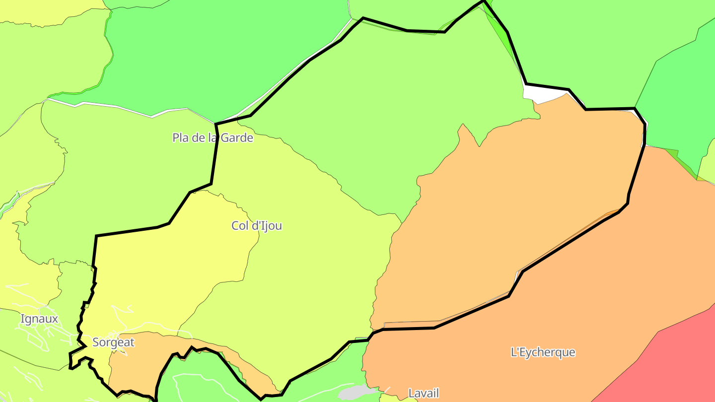 Carte des prix de l'immobilier Sorgeat