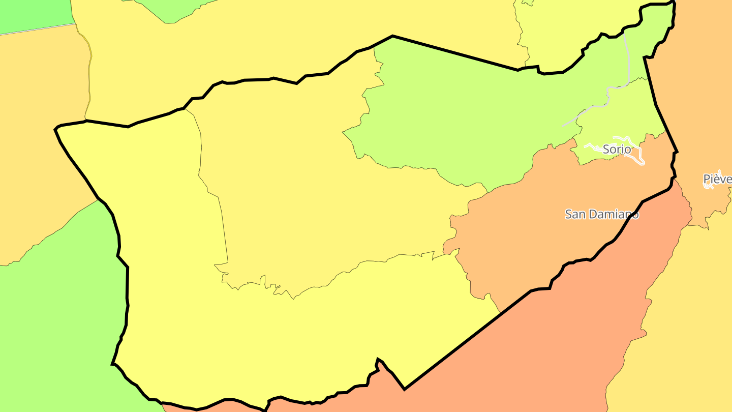 Carte des prix de l'immobilier Sorio