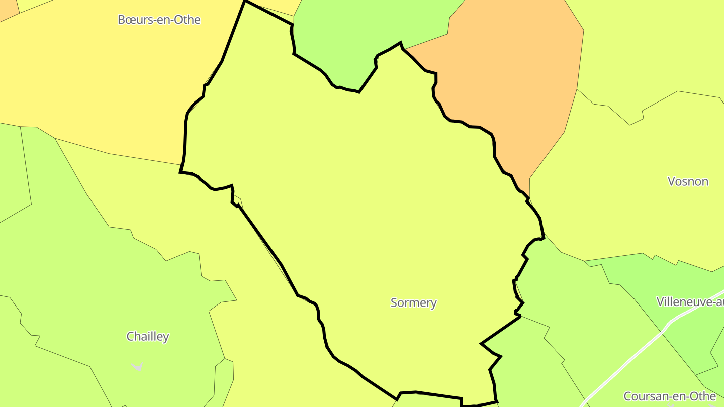 Carte des prix de l'immobilier Sormery