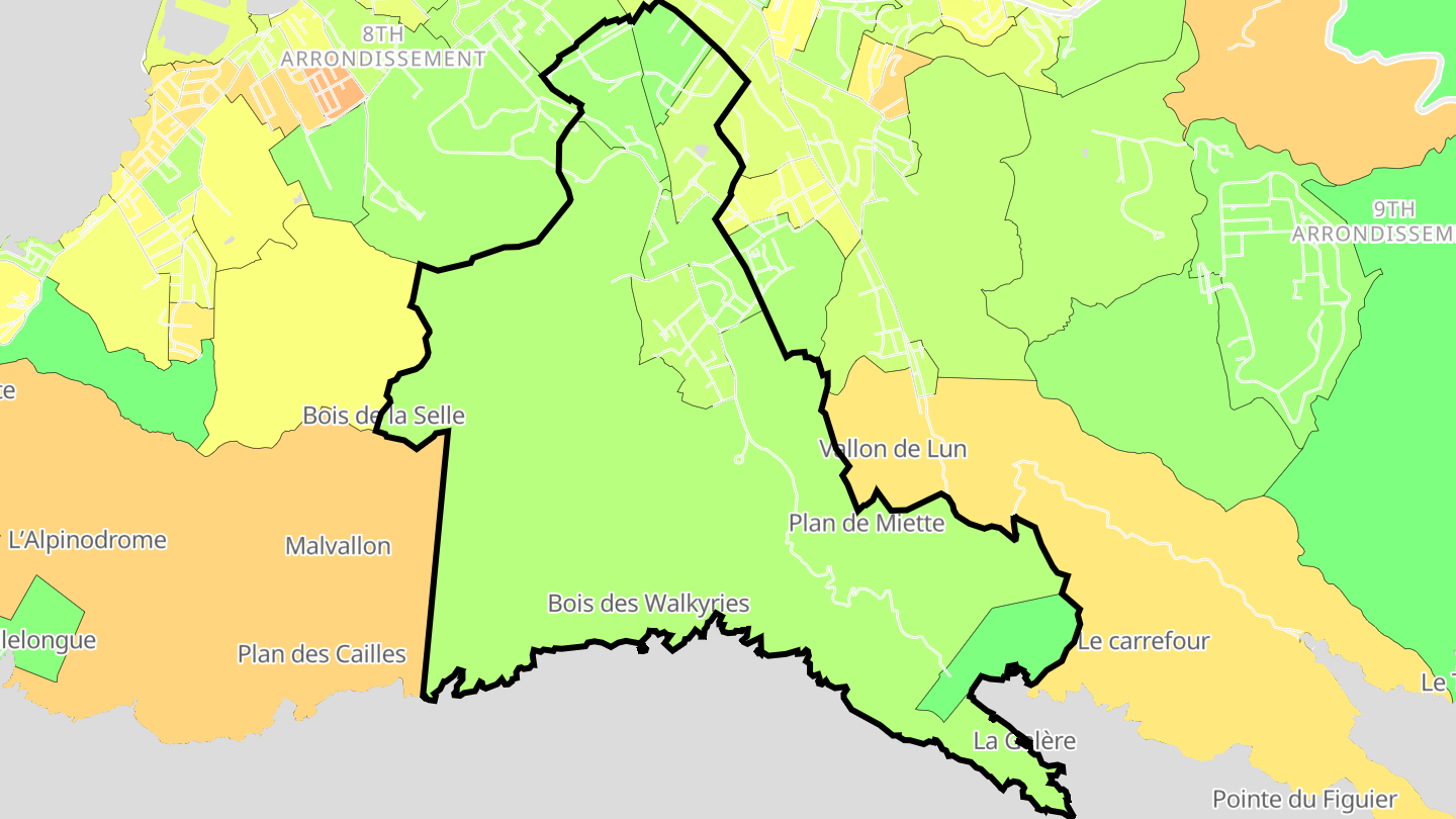 Carte des prix de l'immobilier Sormiou