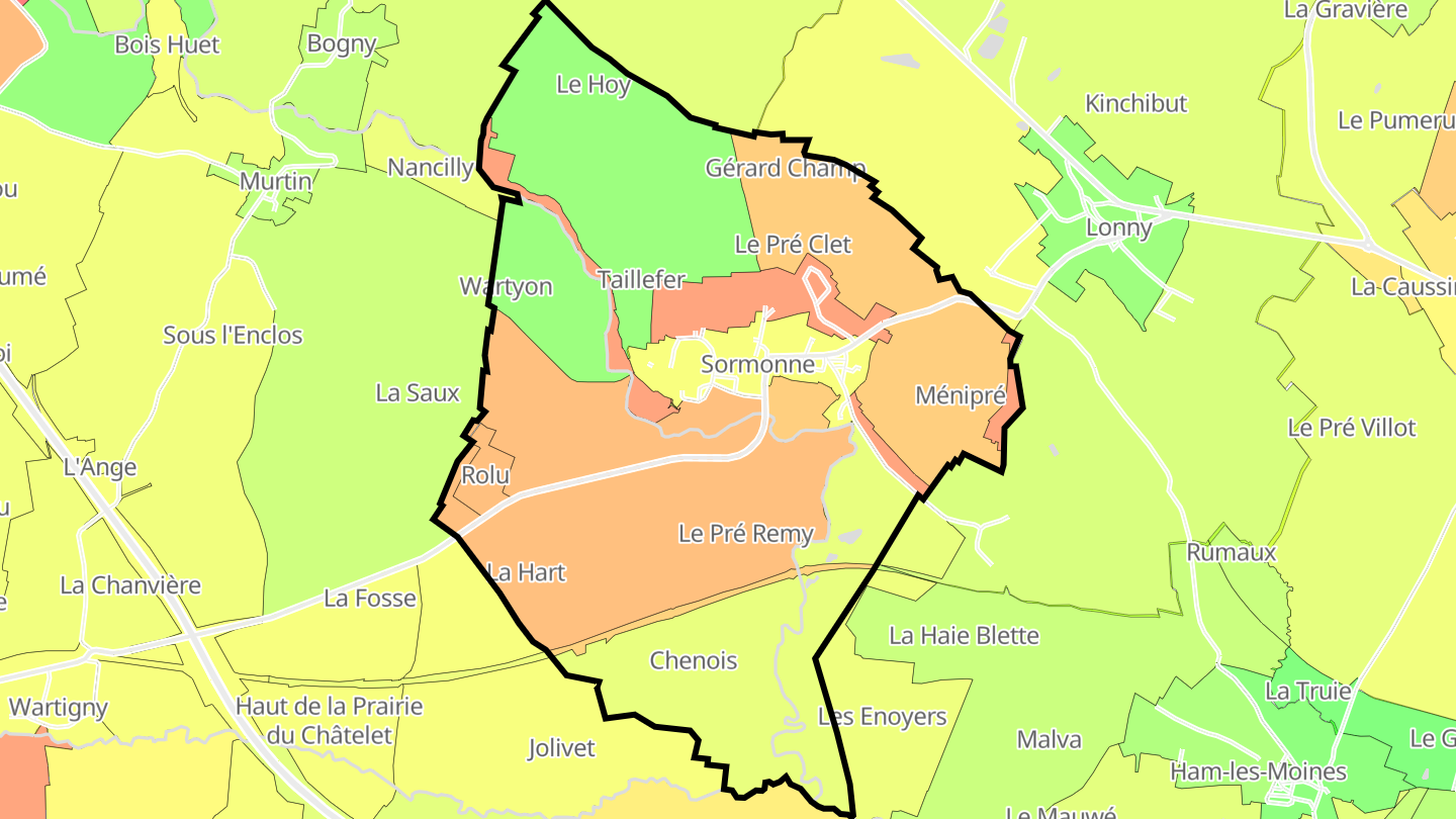 Carte des prix de l'immobilier Sormonne