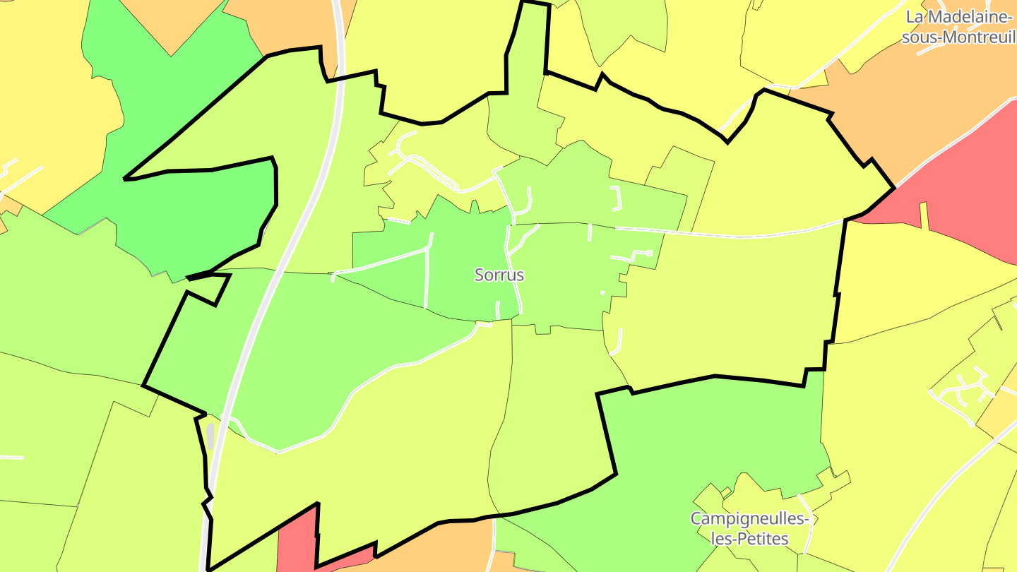 Carte des prix de l'immobilier Sorrus