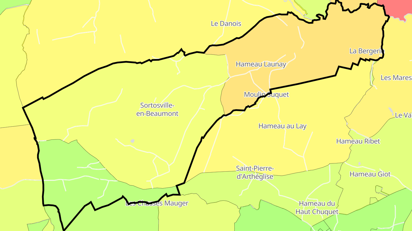 Carte des prix de l'immobilier Sortosville-en-Beaumont