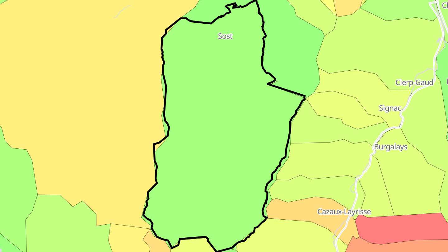 Carte des prix de l'immobilier Sost