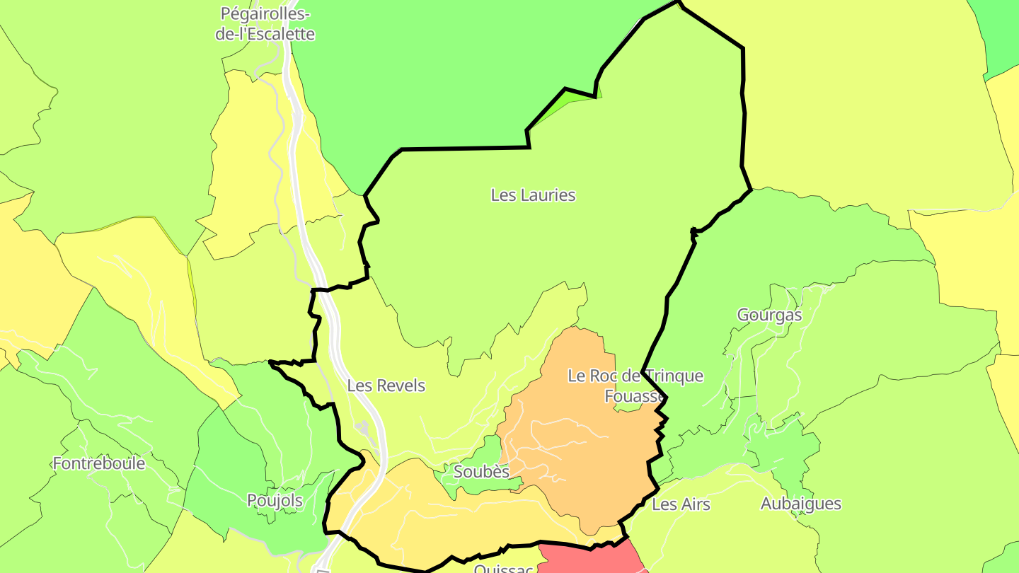 Carte des prix de l'immobilier Soubès