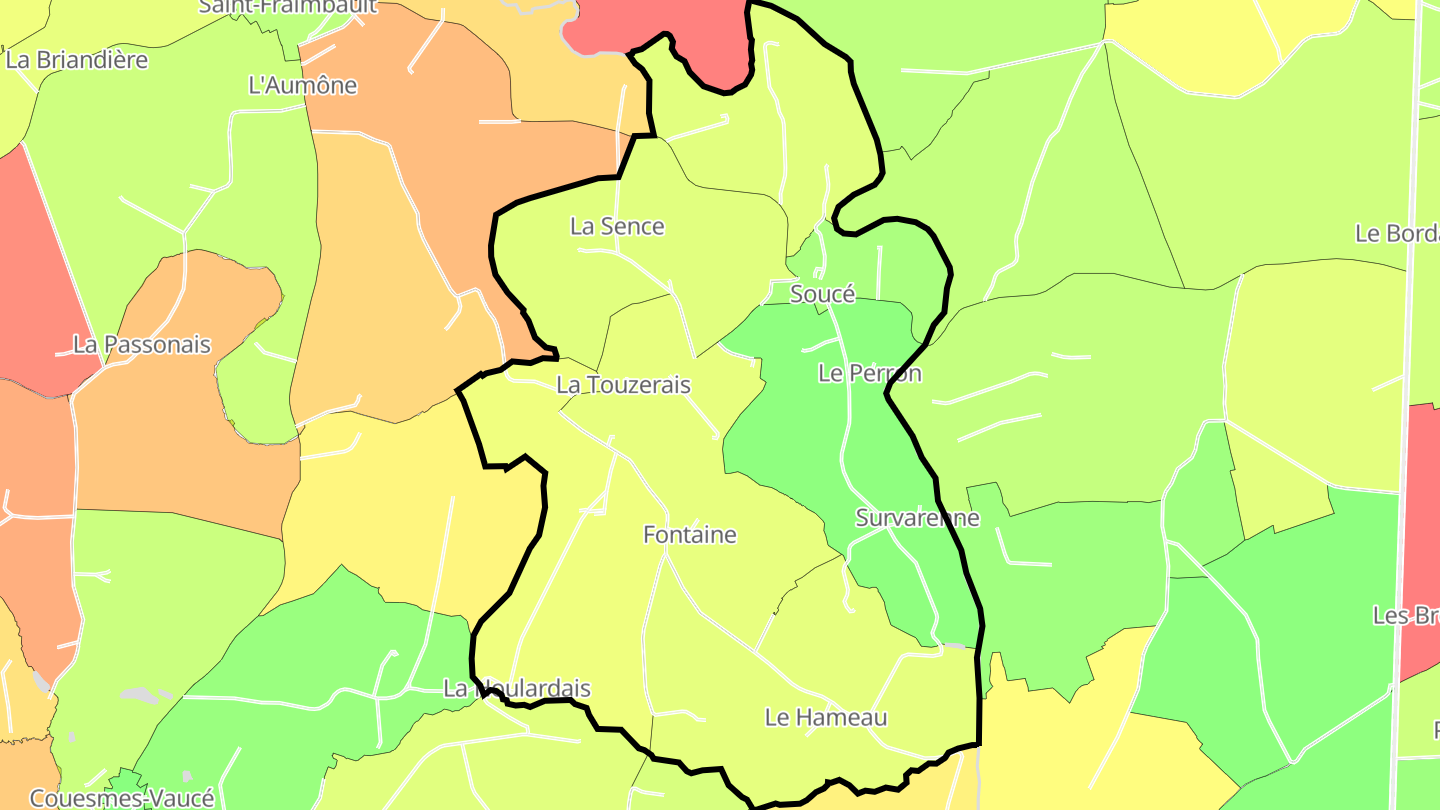 Carte des prix de l'immobilier Soucé