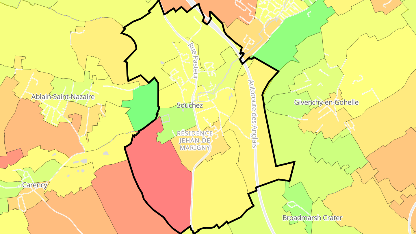 Carte des prix de l'immobilier Souchez
