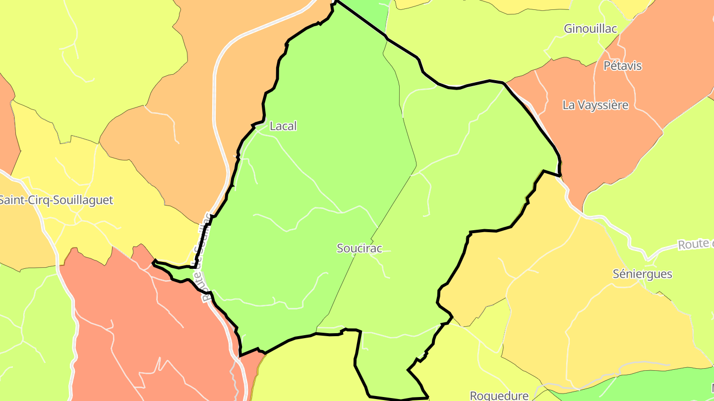 Carte des prix de l'immobilier Soucirac