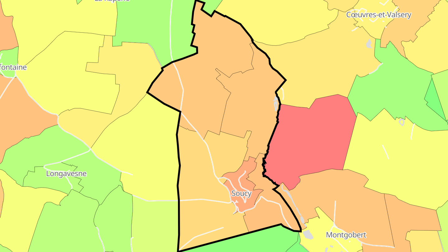 Carte des prix de l'immobilier Soucy