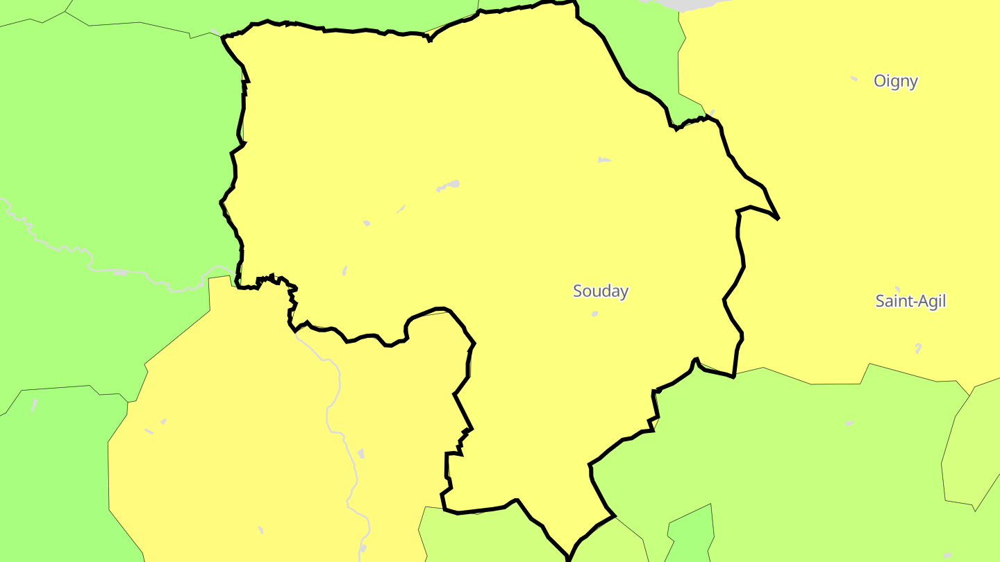 Carte des prix de l'immobilier Souday