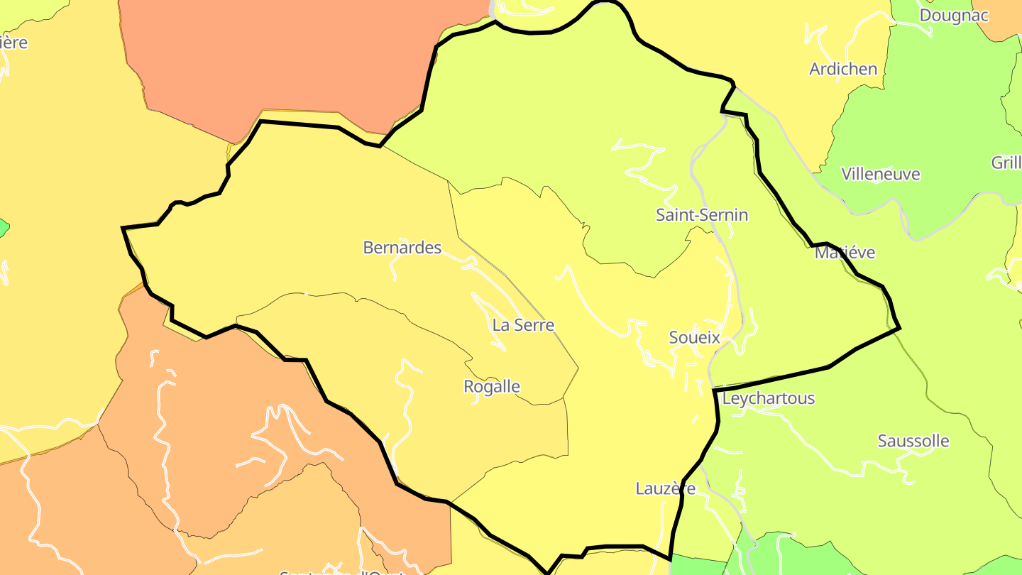 Carte des prix de l'immobilier Soueix-Rogalle