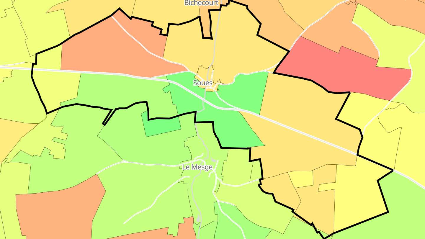Carte des prix de l'immobilier Soues