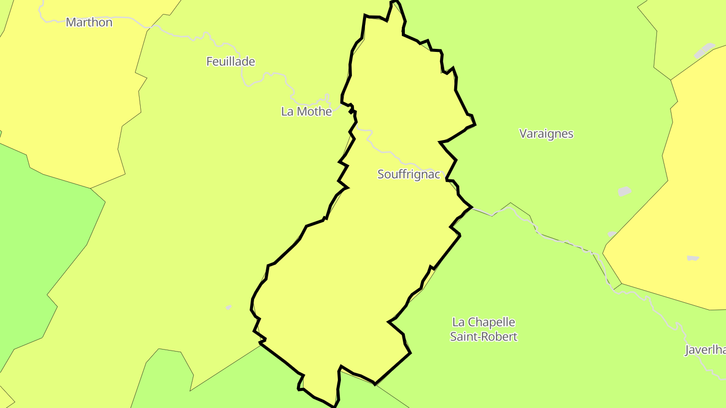 Carte des prix de l'immobilier Souffrignac