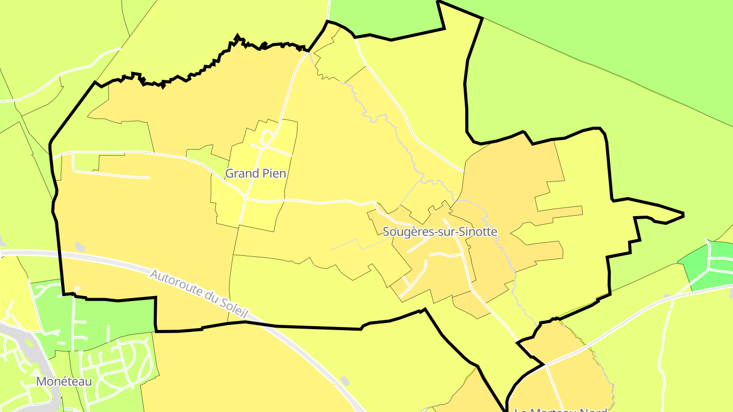 Carte des prix de l'immobilier Sougères-sur-Sinotte
