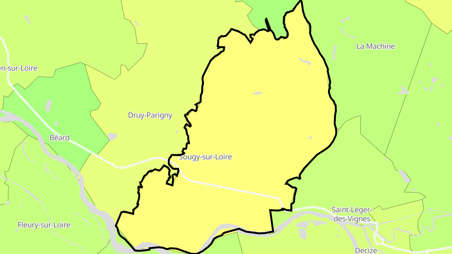 Carte des prix de l'immobilier Sougy-sur-Loire
