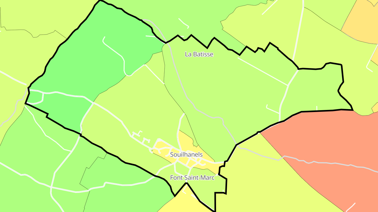 Carte des prix de l'immobilier Souilhanels