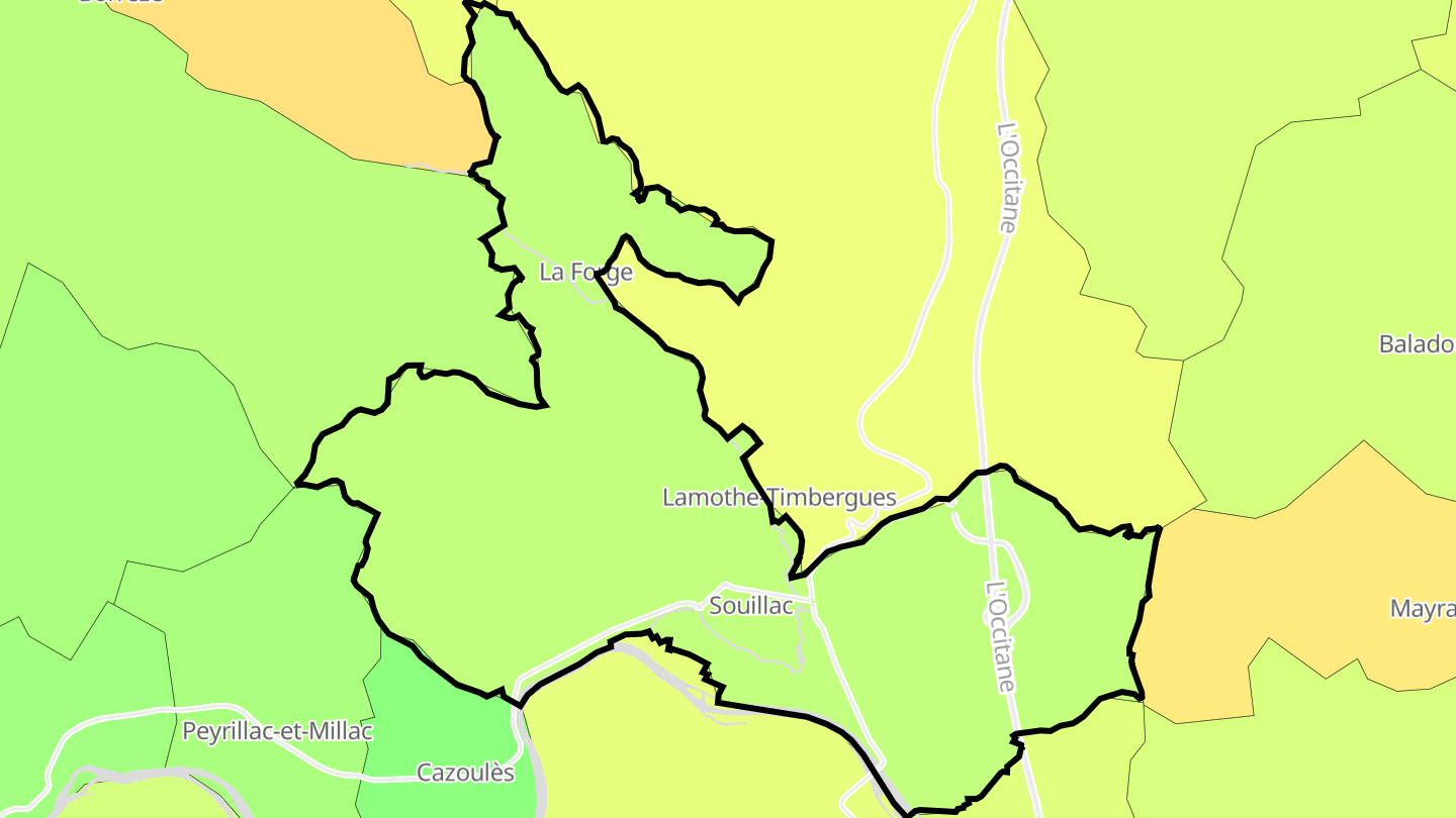 Carte des prix de l'immobilier Souillac