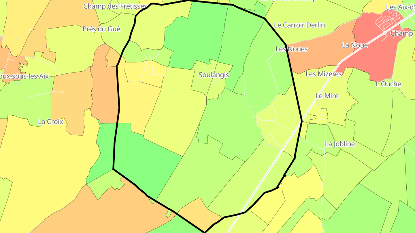 Carte des prix de l'immobilier Soulangis