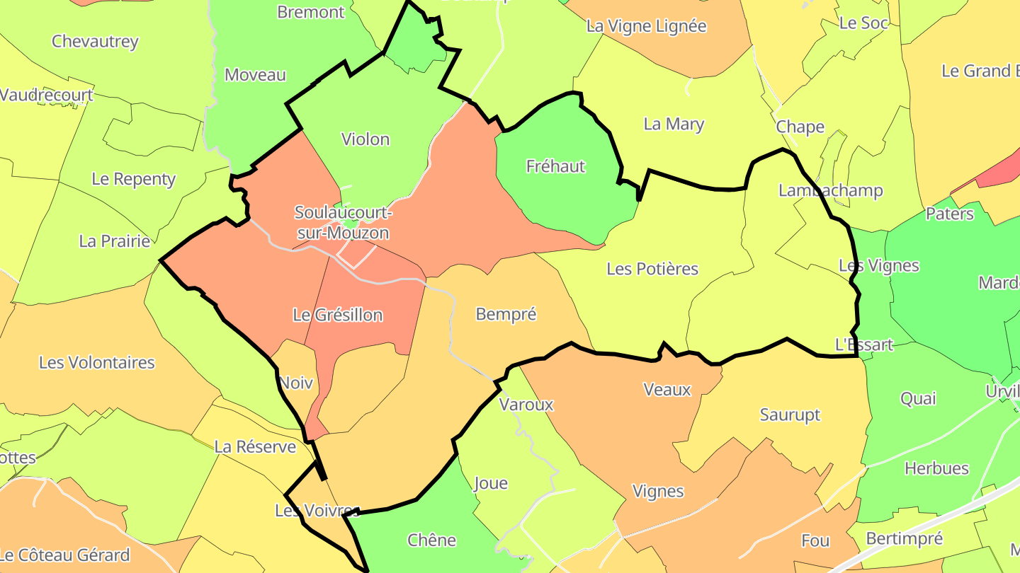 Carte des prix de l'immobilier Soulaucourt-sur-Mouzon