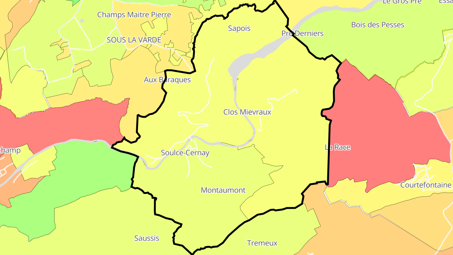 Carte des prix de l'immobilier Soulce-Cernay