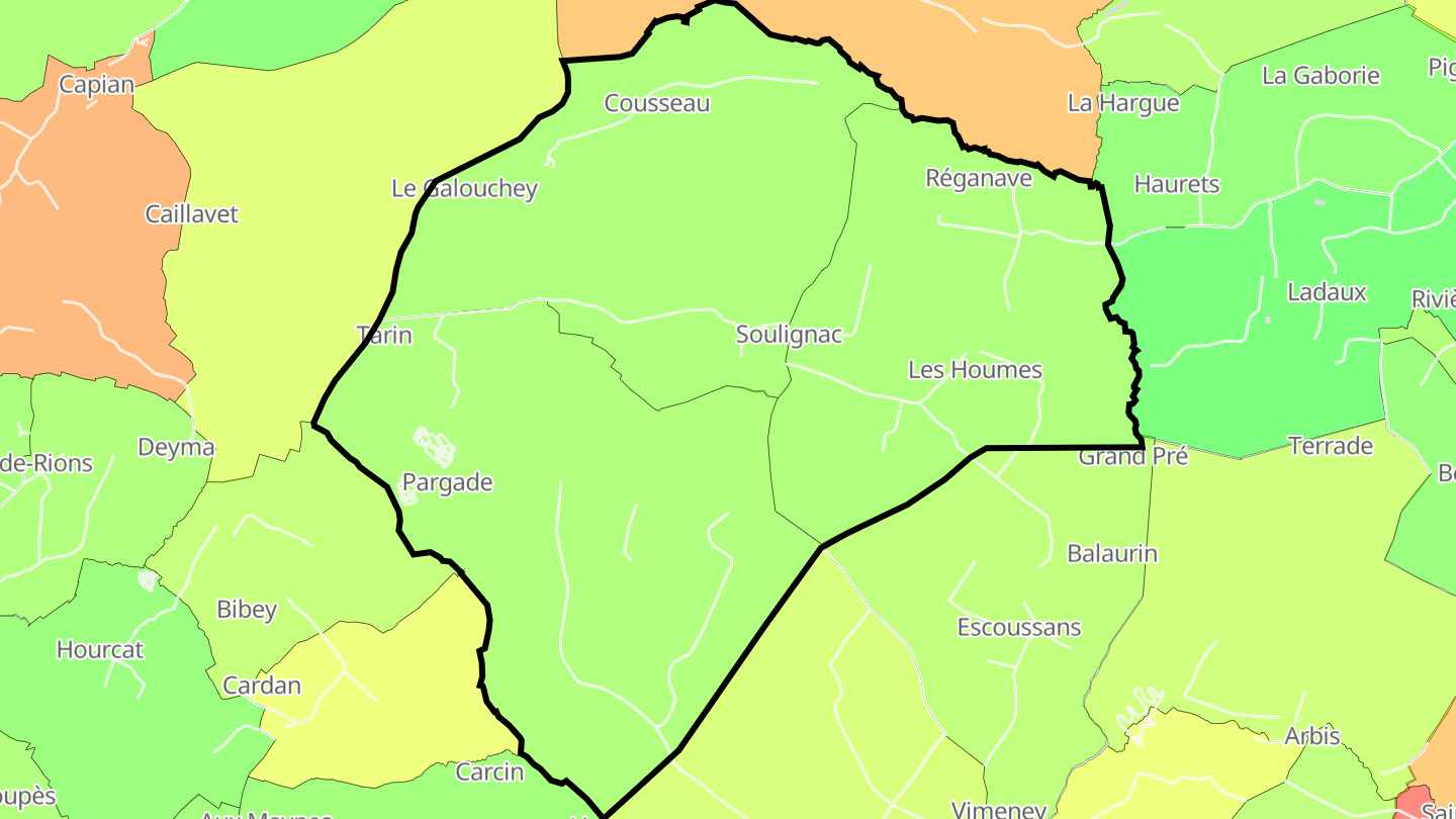 Carte des prix de l'immobilier Soulignac
