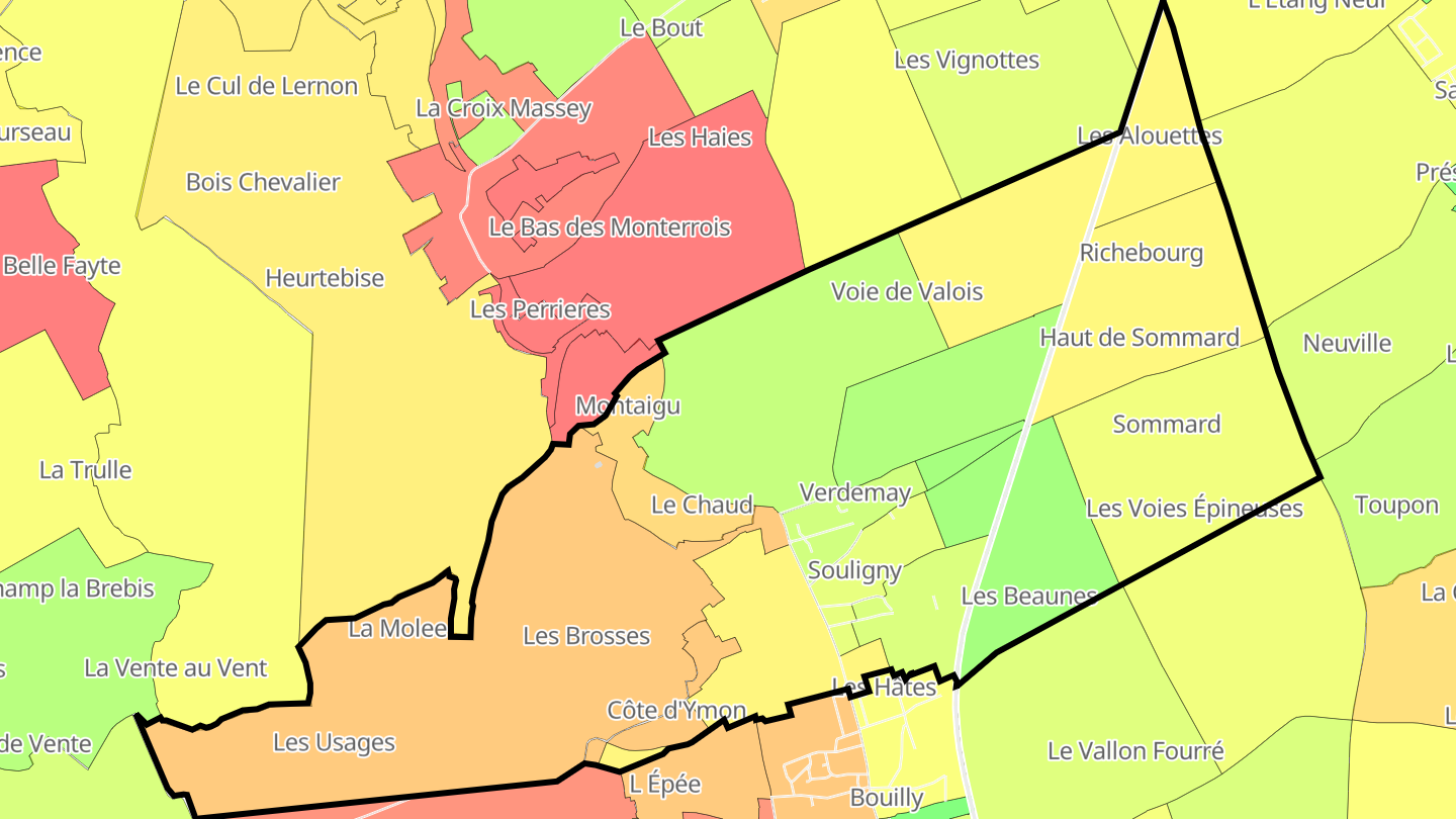 Carte des prix de l'immobilier Souligny