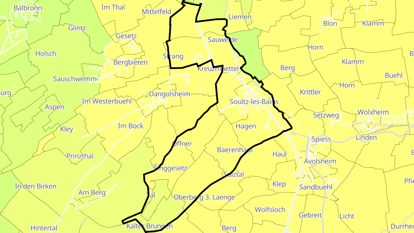 Carte des prix de l'immobilier Soultz-les-Bains