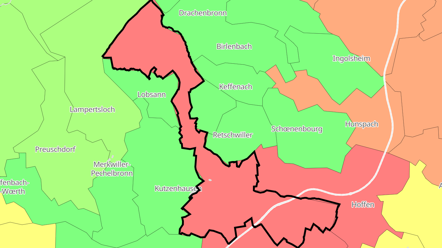 Carte des prix de l'immobilier Soultz-sous-Forêts