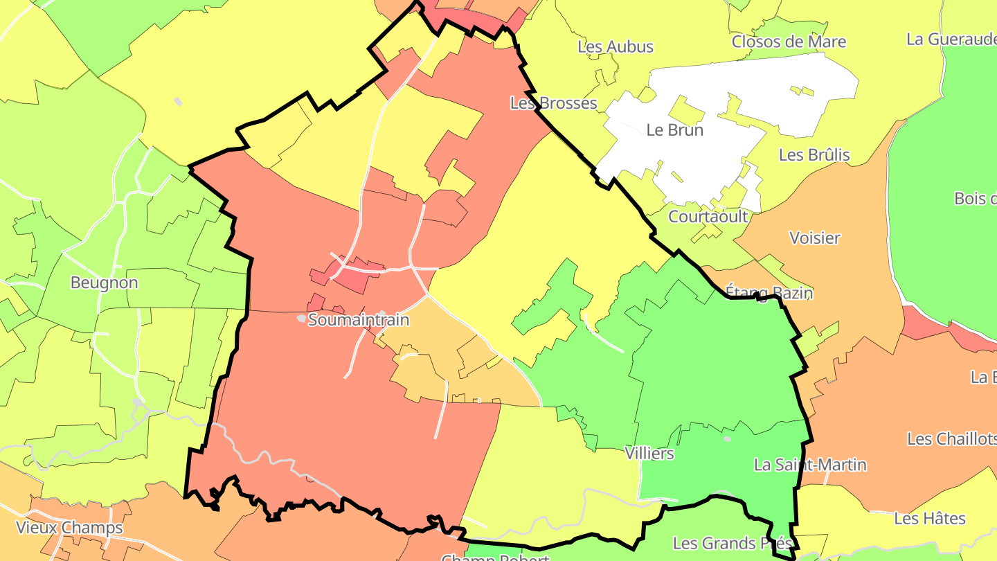 Carte des prix de l'immobilier Soumaintrain