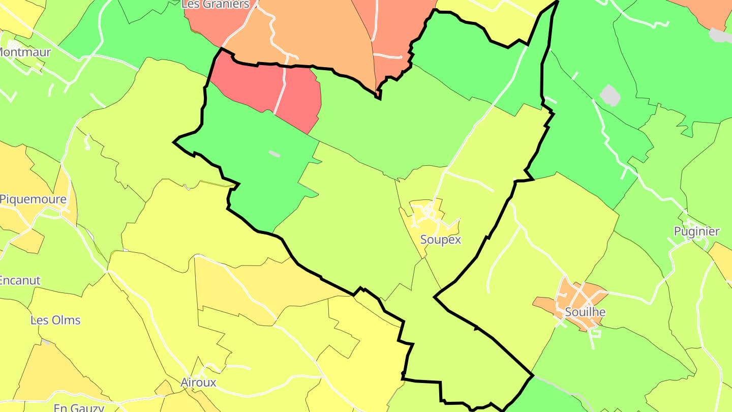 Carte des prix de l'immobilier Soupex