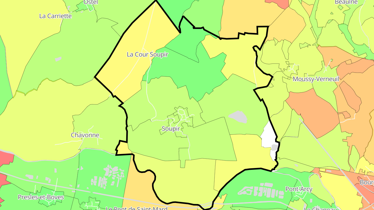 Carte des prix de l'immobilier Soupir