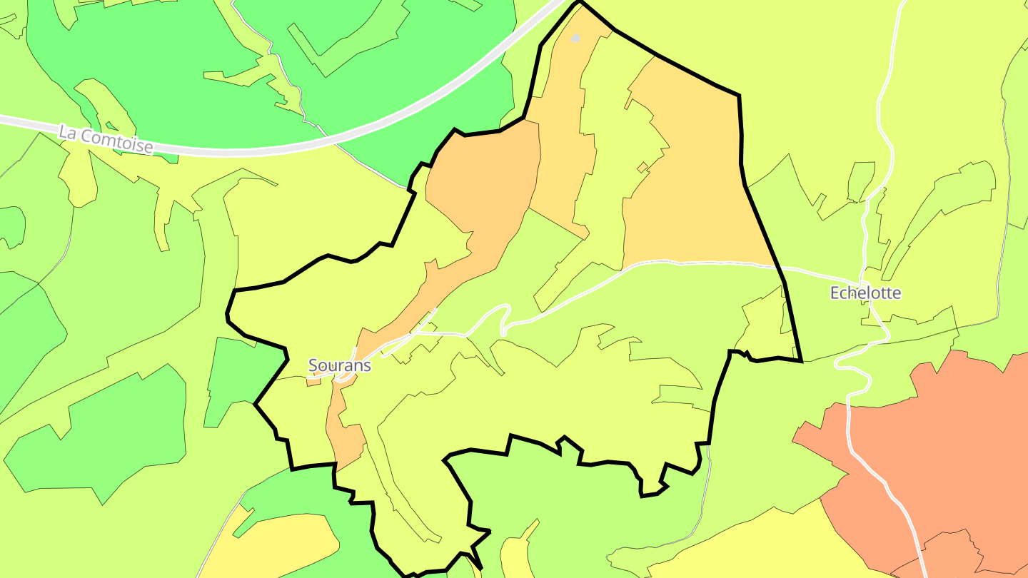 Carte des prix de l'immobilier Sourans