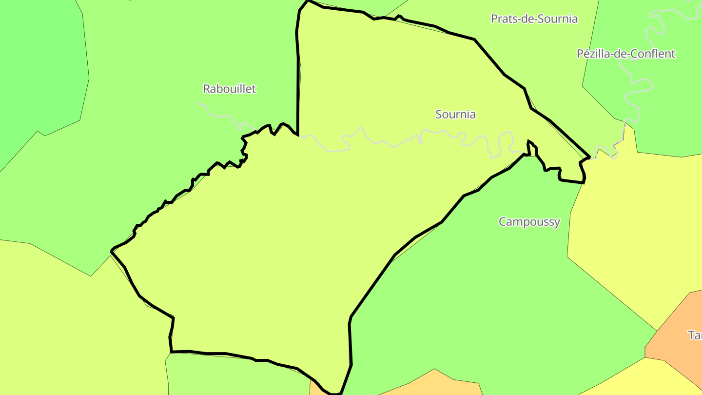 Carte des prix de l'immobilier Sournia