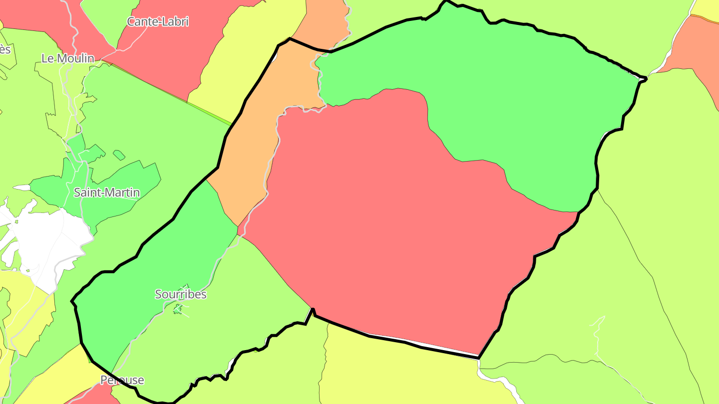 Carte des prix de l'immobilier Sourribes