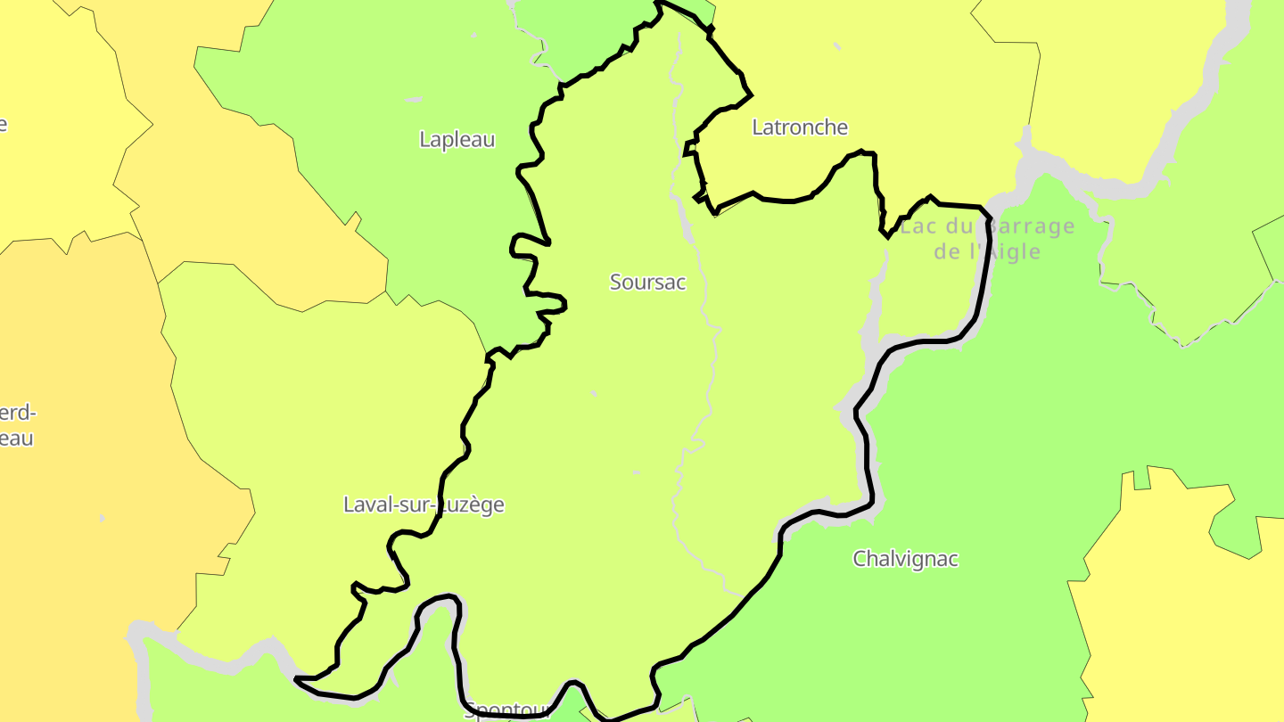 Carte des prix de l'immobilier Soursac