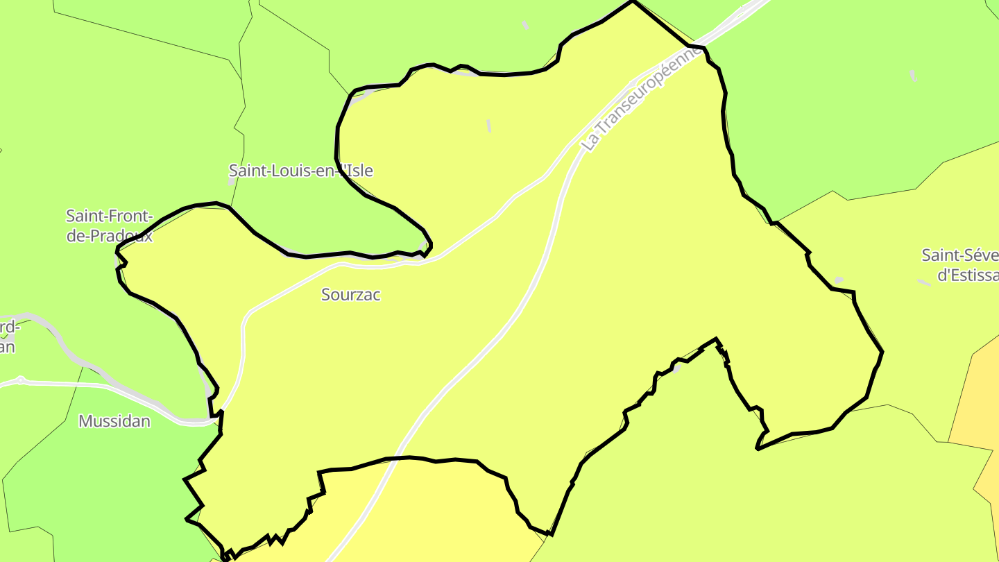Carte des prix de l'immobilier Sourzac