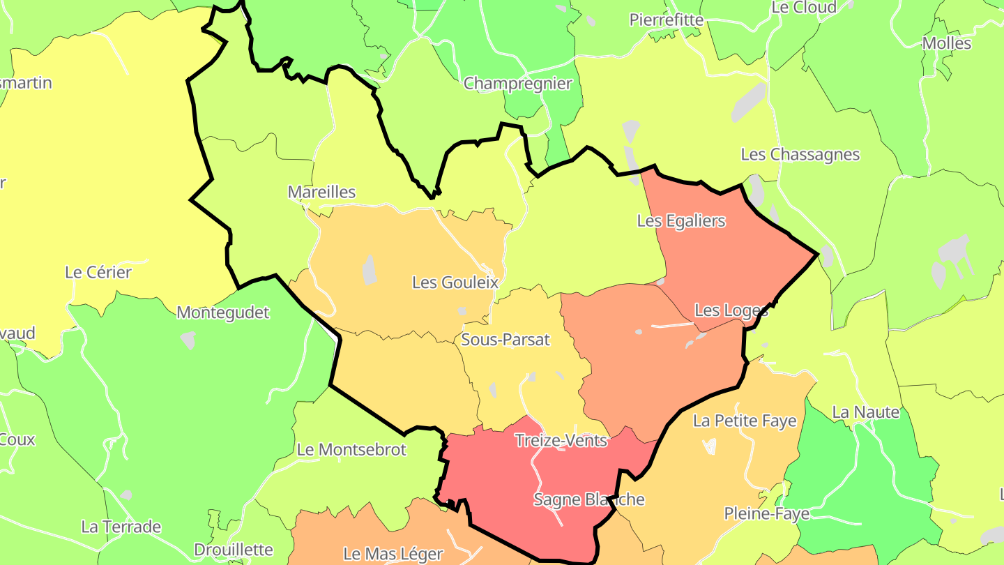 Carte des prix de l'immobilier Sous-Parsat