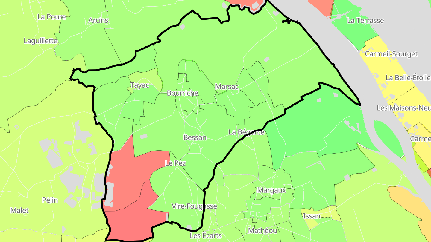 Carte des prix de l'immobilier Soussans