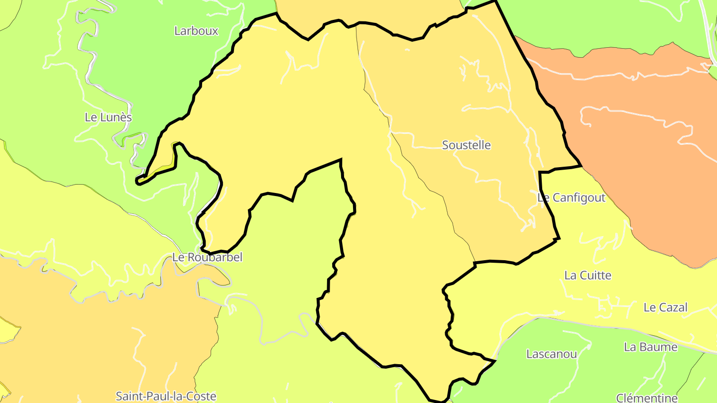 Carte des prix de l'immobilier Soustelle