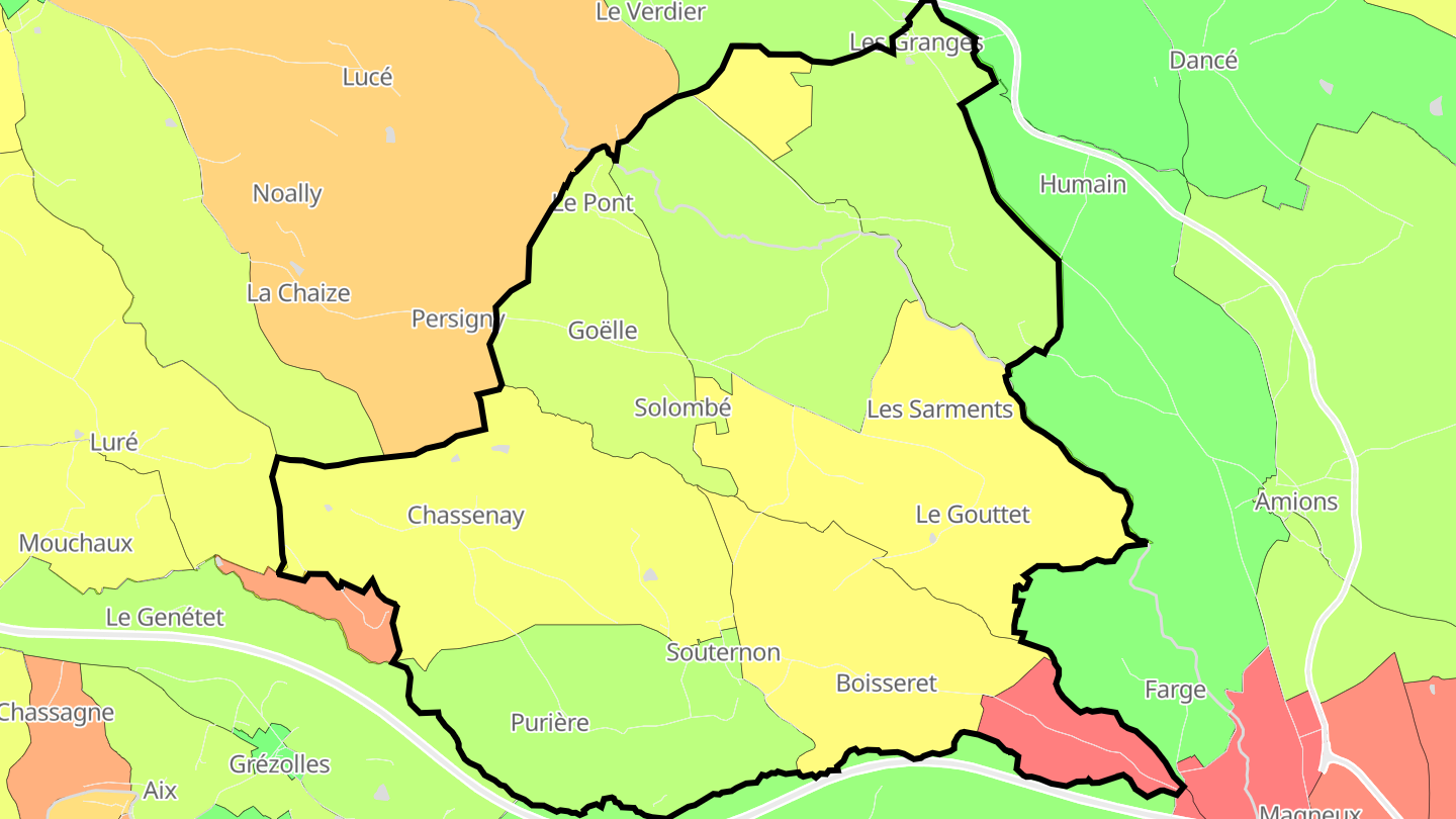 Carte des prix de l'immobilier Souternon