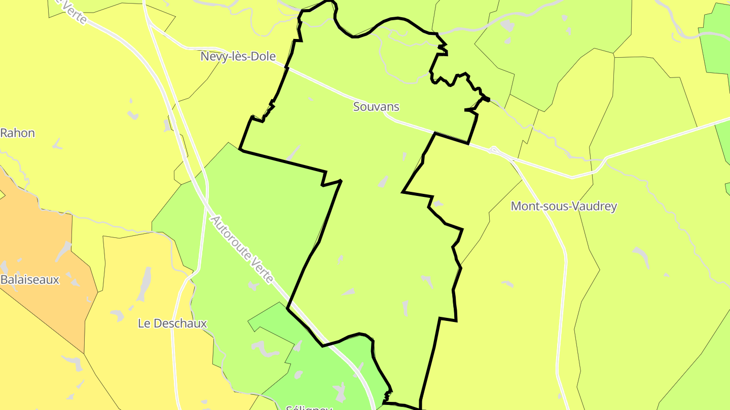 Carte des prix de l'immobilier Souvans