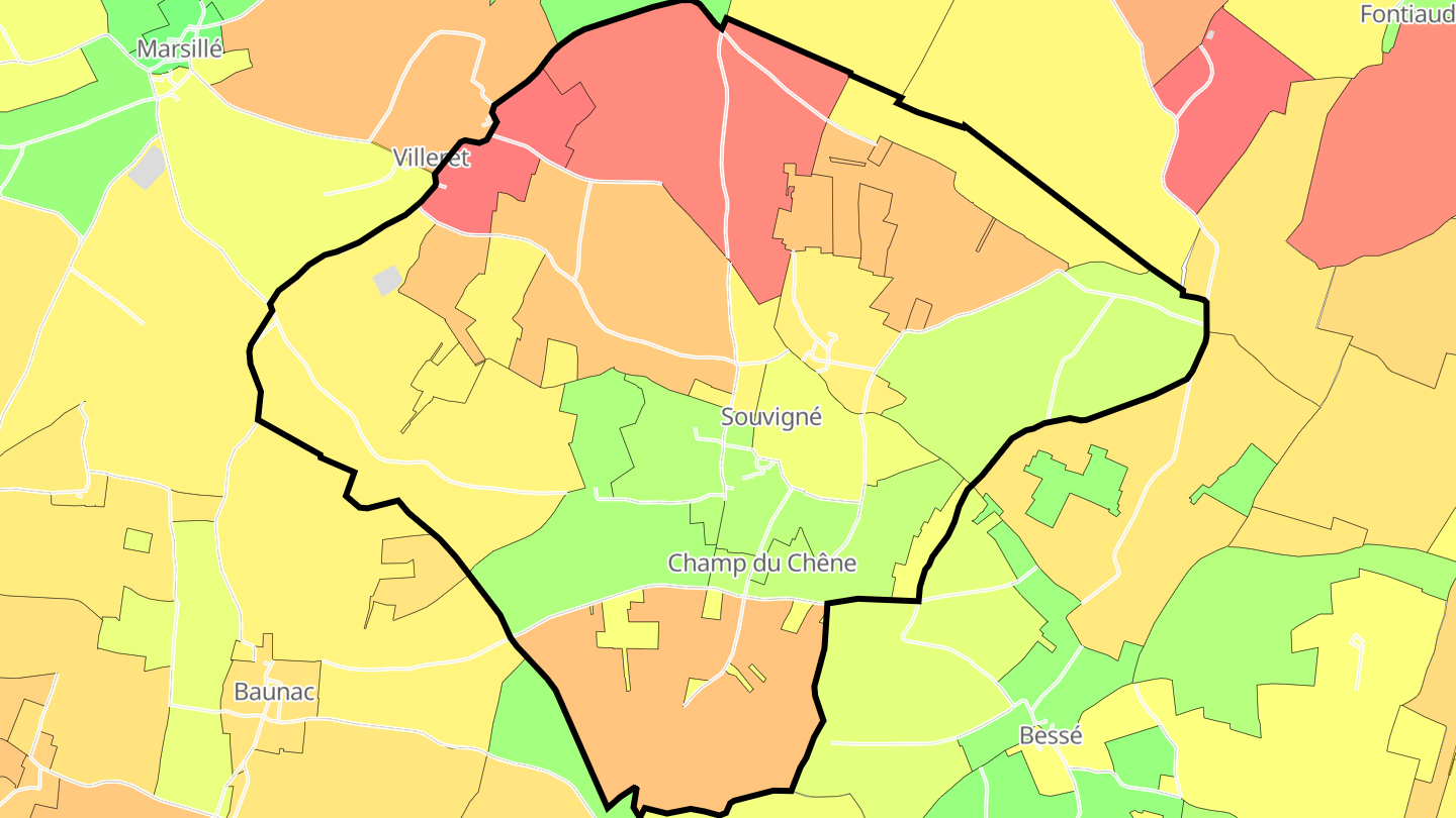Carte des prix de l'immobilier Souvigné