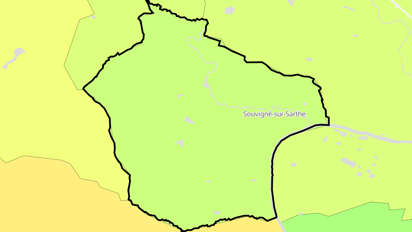 Carte des prix de l'immobilier Souvigné-sur-Sarthe