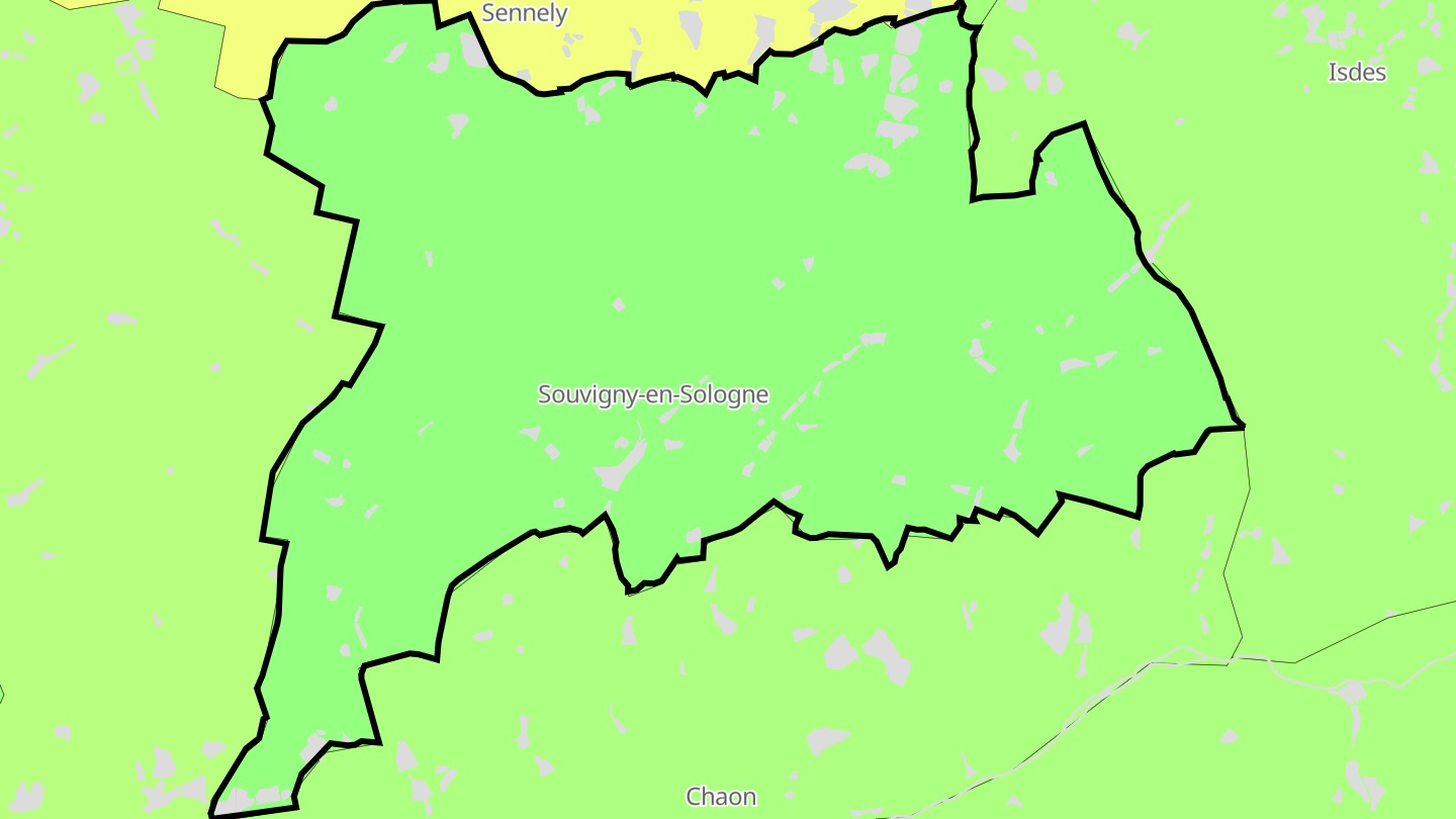 Carte des prix de l'immobilier Souvigny-en-Sologne