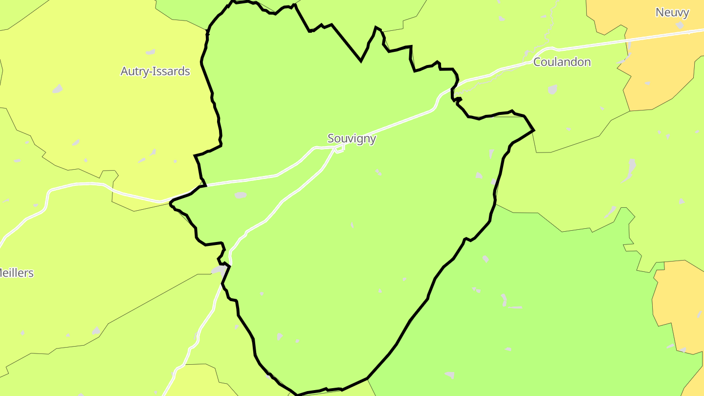 Carte des prix de l'immobilier Souvigny