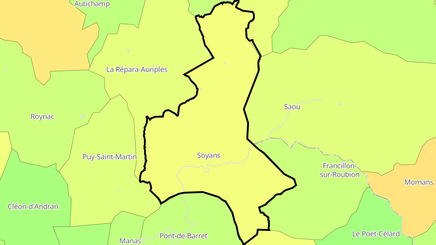 Carte des prix de l'immobilier Soyans